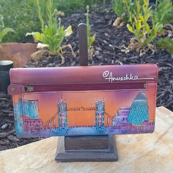 Anuschka London Sunset Handpainted  Leather Wallet - Picture 2 of 12